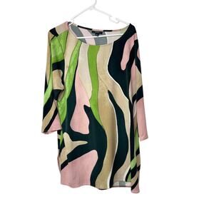 Alfani tunic top blouse shirt women's extra large XL green black throwback